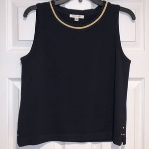 St. John Navy w/Gold Rope Crew Neck Sleeveless Top 👚 Size S 🤩 MC